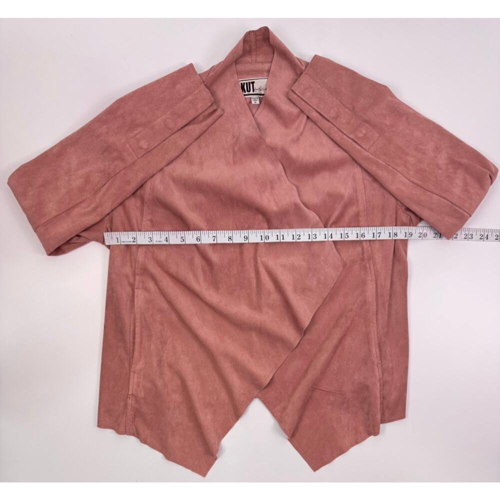 Kut from the Kloth Pink Faux Suede Drape Front Waterfall Jacket Size Medium - Picture 9 of 10